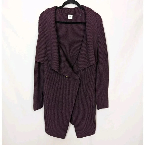 Cabi sz L 3350 Regal Cardigan Mulberry Wine Gold Tone Buttons Long Line Duster - Picture 4 of 13
